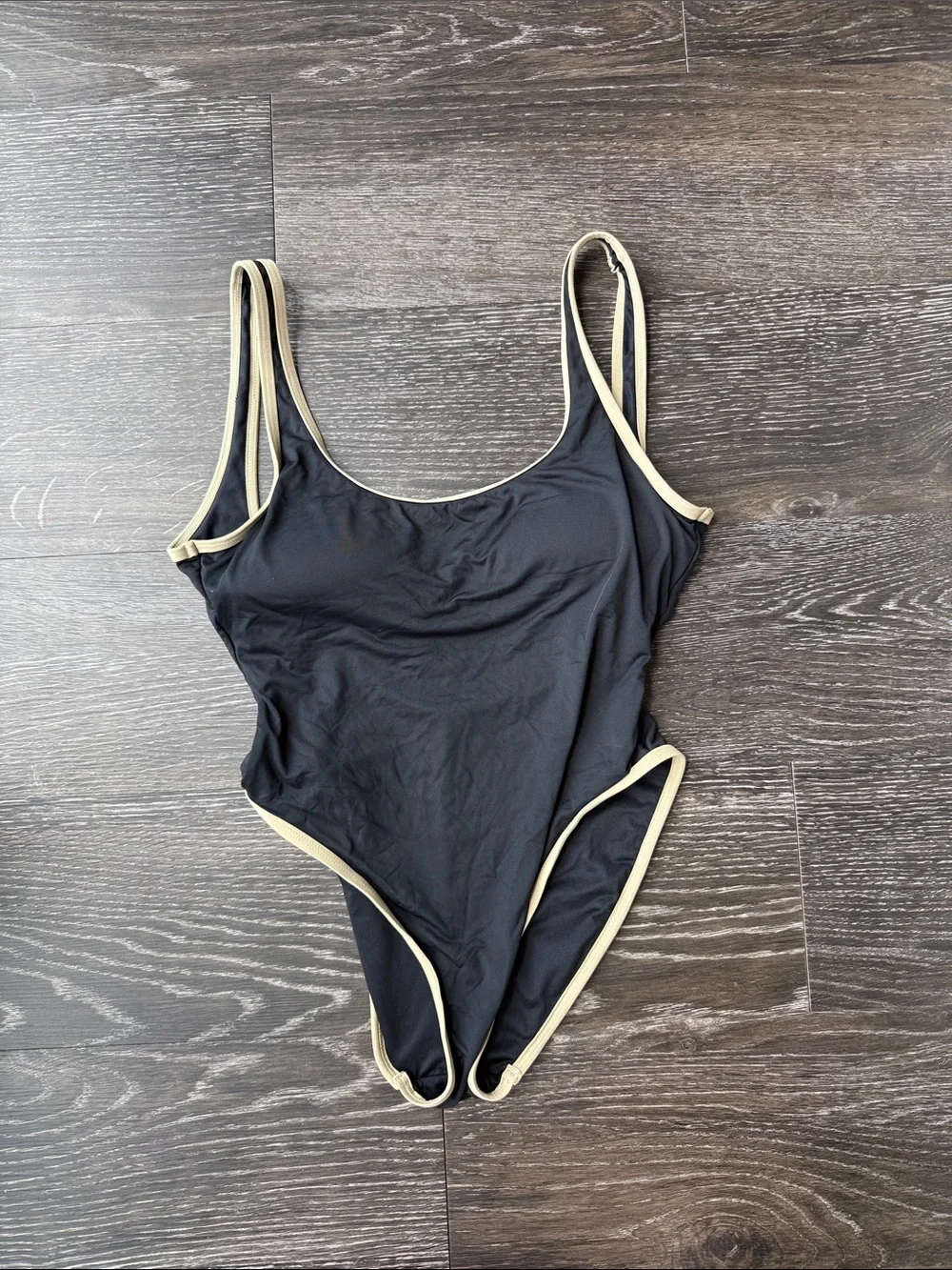 MICHAEL Michael Kors Black One-Piece Swimsuit with Cream Trim